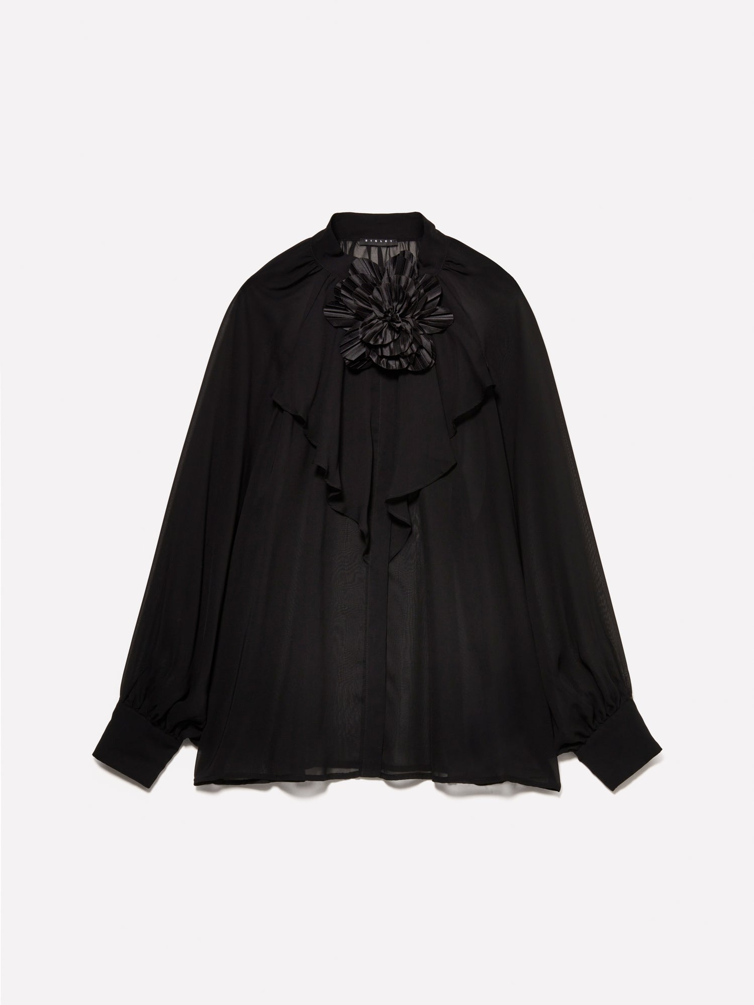 Camicia in chiffon con maxi spilla da donna nero | Sisley Outlet
