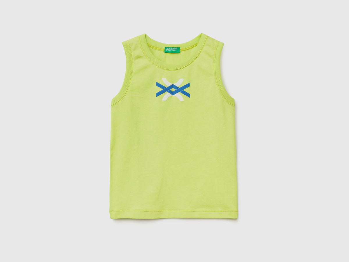 T-shirt smanicata girocollo in puro cotone