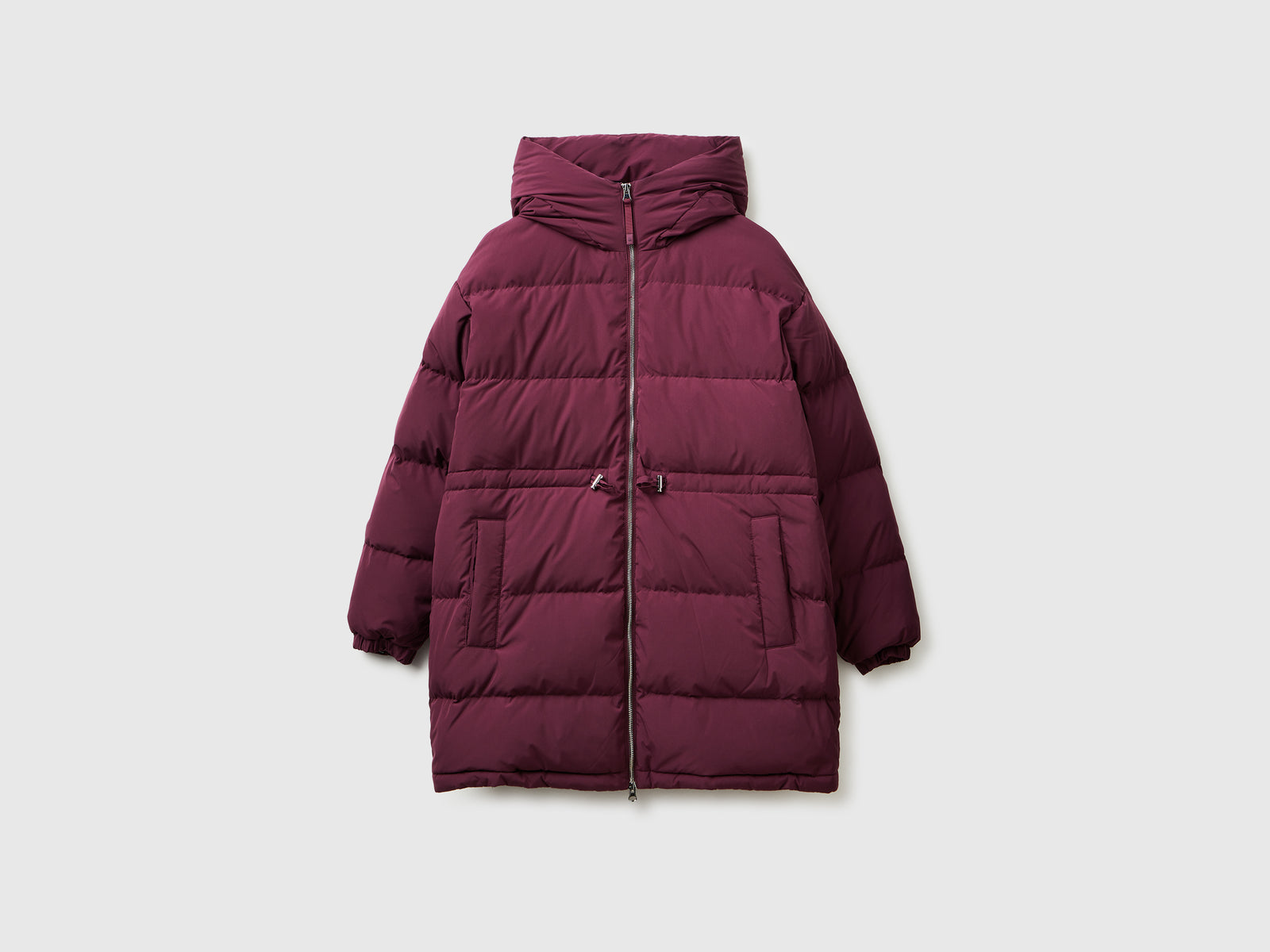 Piumino lungo imbottito con piuma riciclata da donna prugna | Benetton Outlet