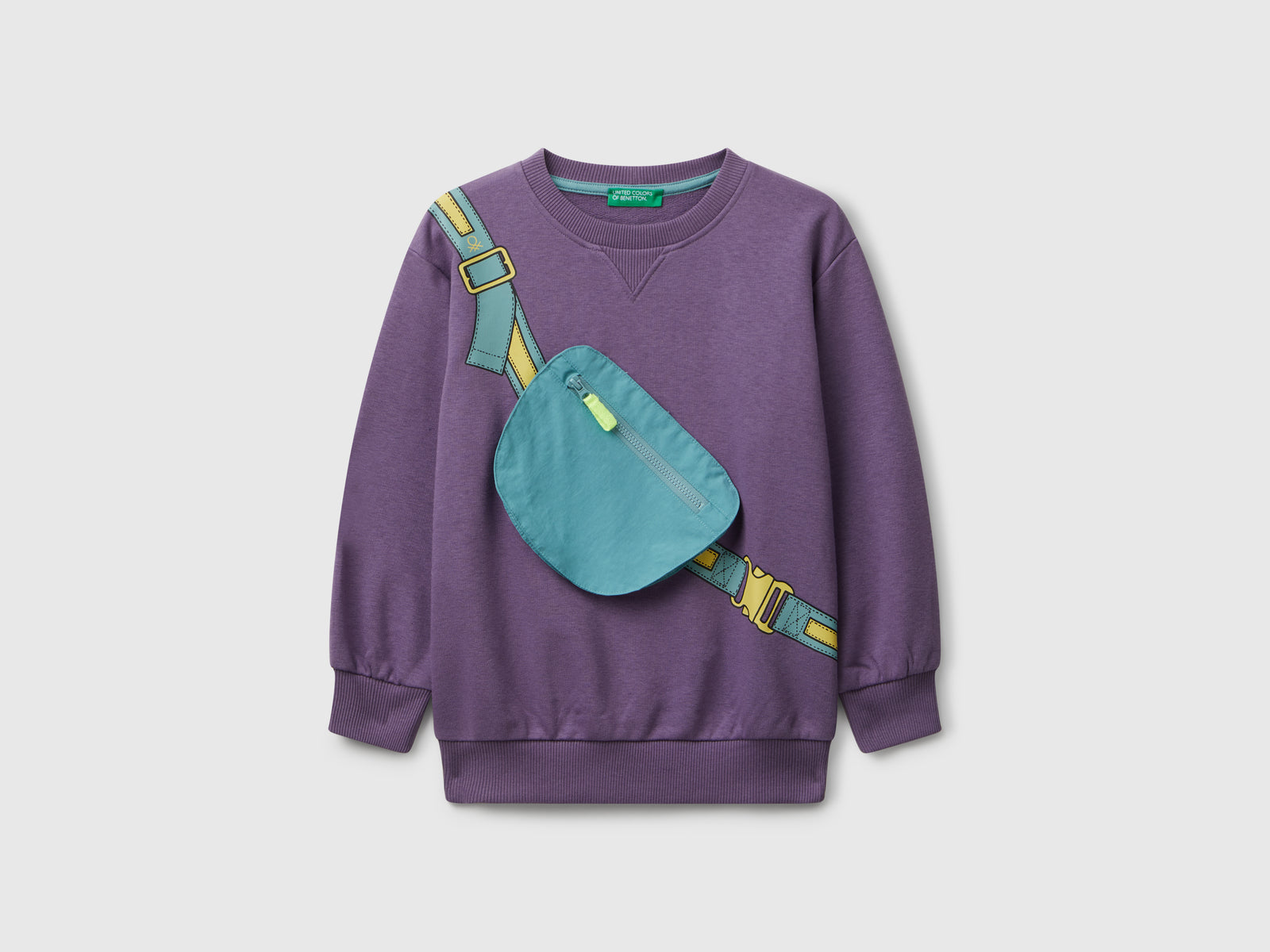 Felpa con marsupio da bimbo viola | Benetton Outlet