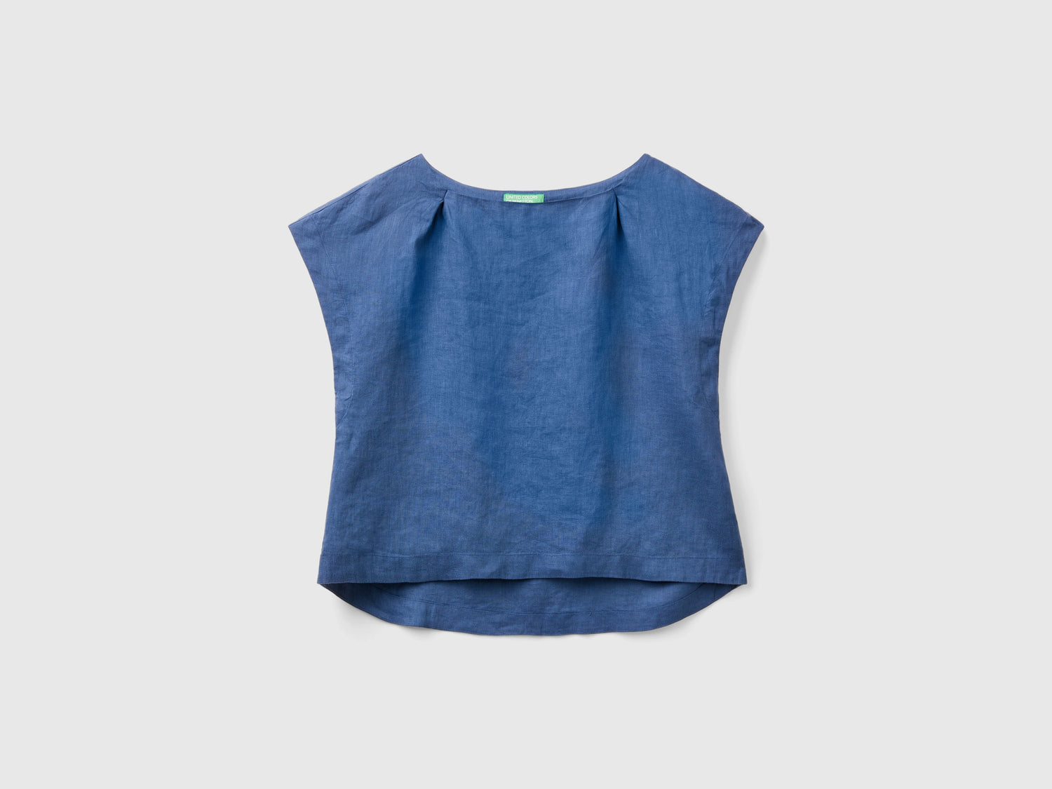 Blusa scollo quadrato in puro lino da donna avio | Benetton Outlet