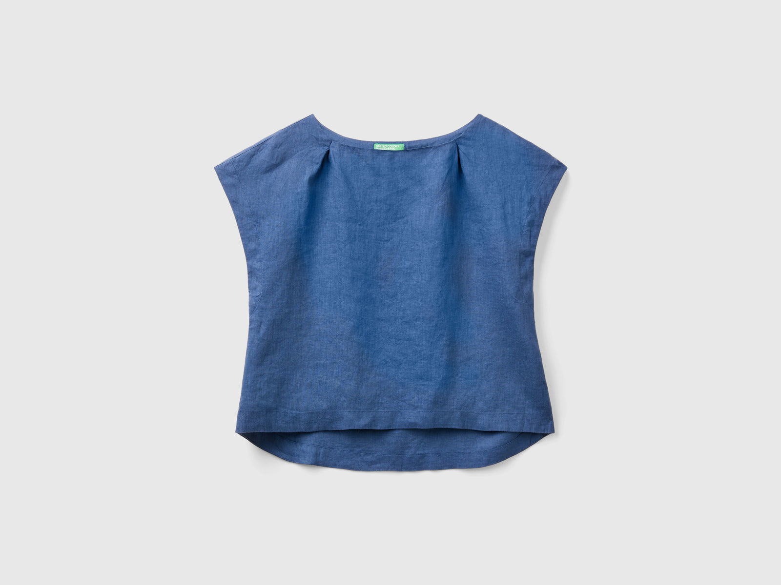 Blusa scollo quadrato in puro lino da donna avio | Benetton Outlet