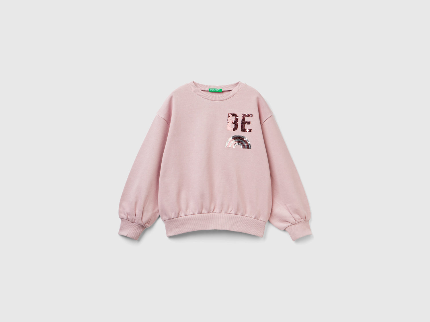 Felpa con paillettes reversibili da bambina rosa | Benetton Outlet