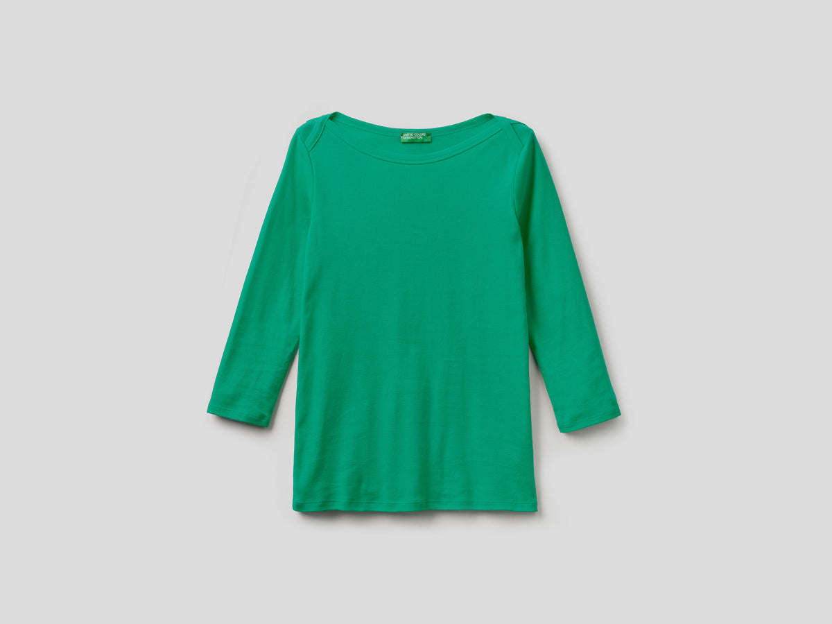 T-shirt con scollo a barchetta 100% cotone