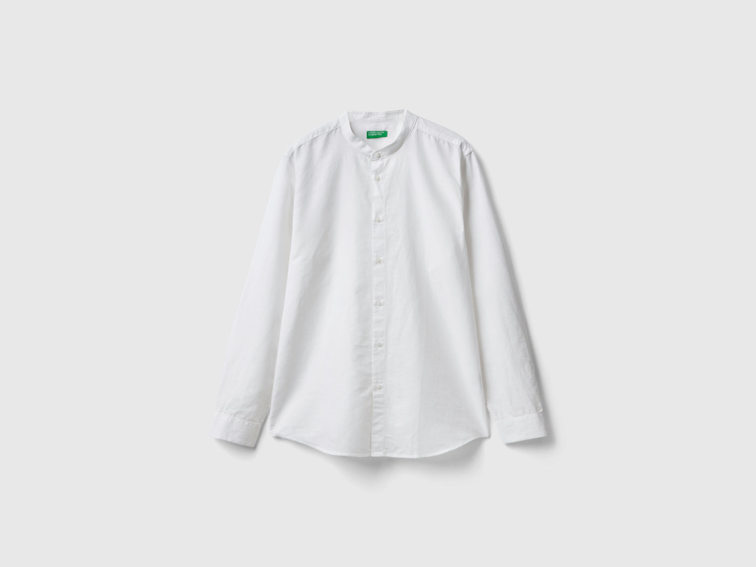 Camicia coreana in misto lino da uomo bianco | Benetton Outlet