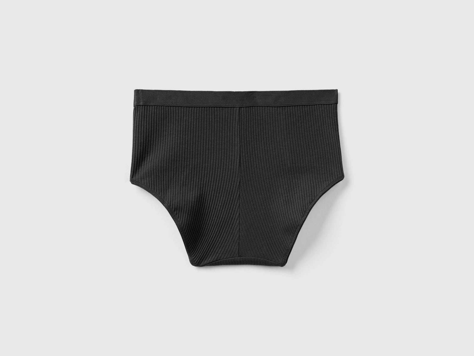 Slip fianco alto a costine da donna nero 2 | Benetton Outlet