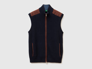 Gilet con zip in misto lana
