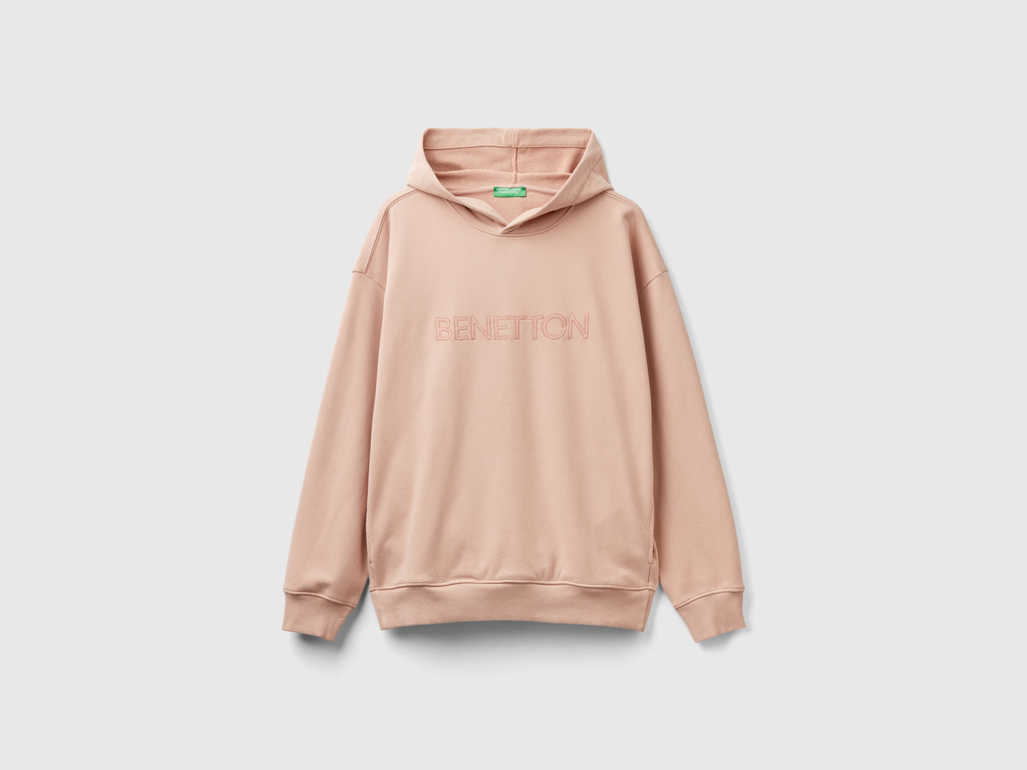 Felpa con ricamo in misto cotone bio da uomo rosa tenue | Benetton Outlet