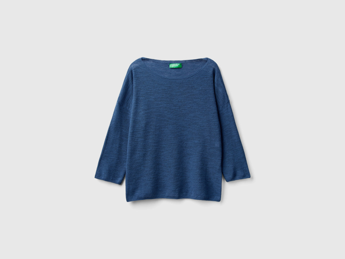 Maglia in misto lino con manica a 3/4