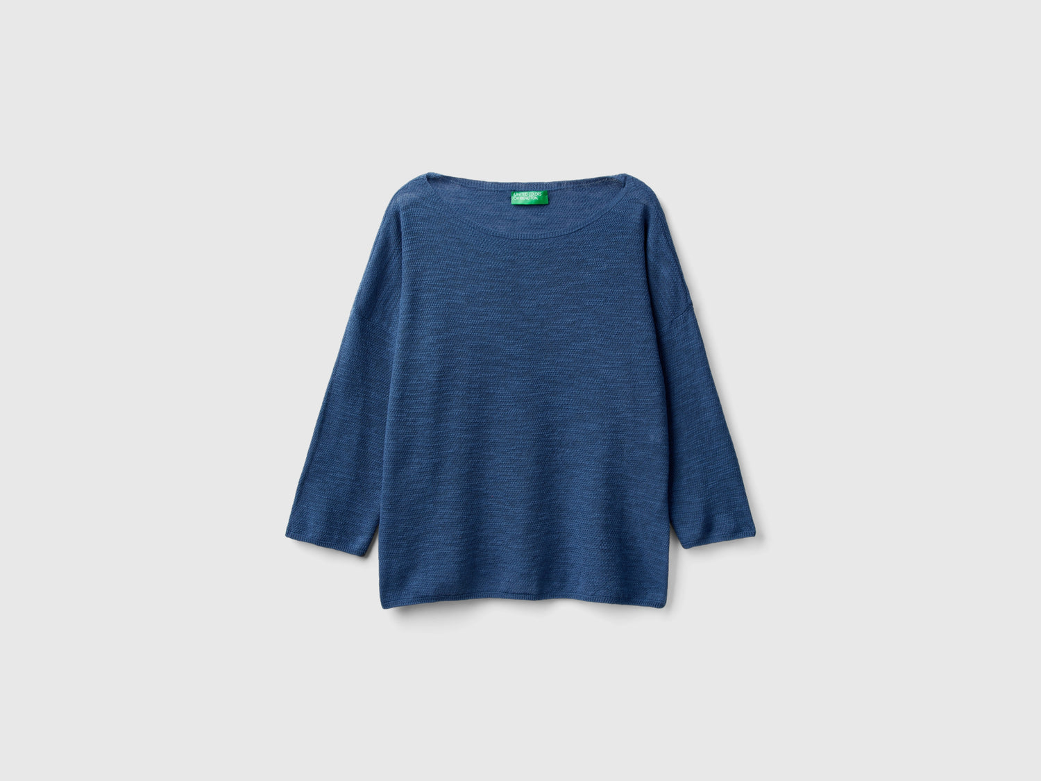 Maglia in misto lino con manica a 3/4 da donna avio | Benetton Outlet