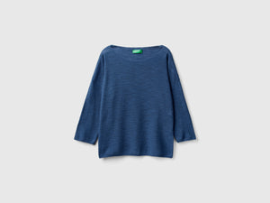 Maglia in misto lino con manica a 3/4