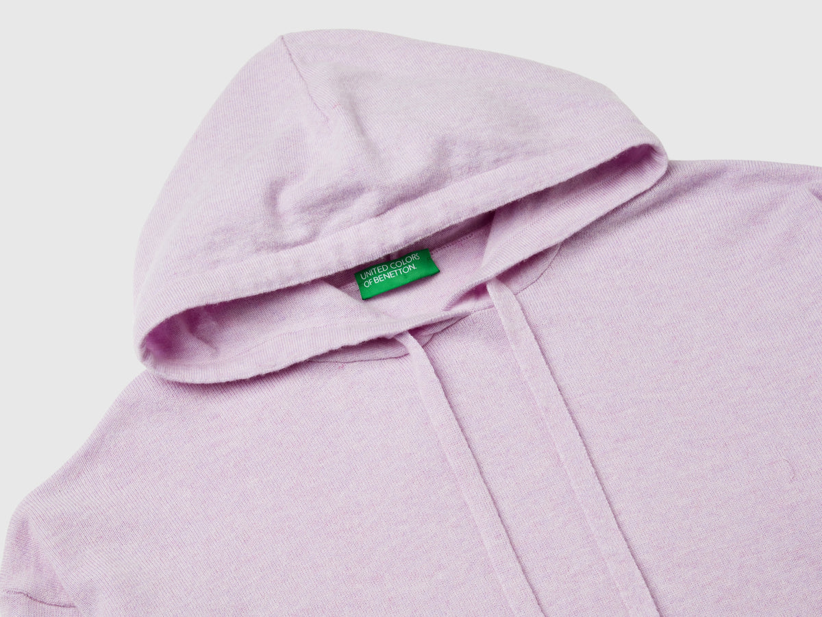 Maglia chiaro misto cashmere con cappuccio