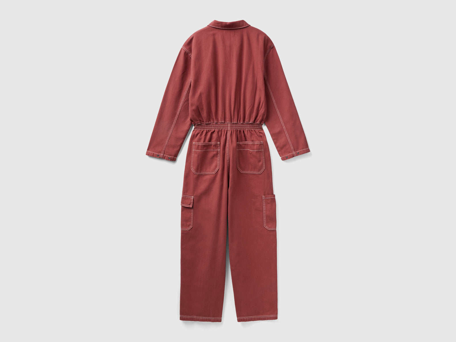 Tuta lunga in tela di cotone da donna bordeaux 2 | Benetton Outlet