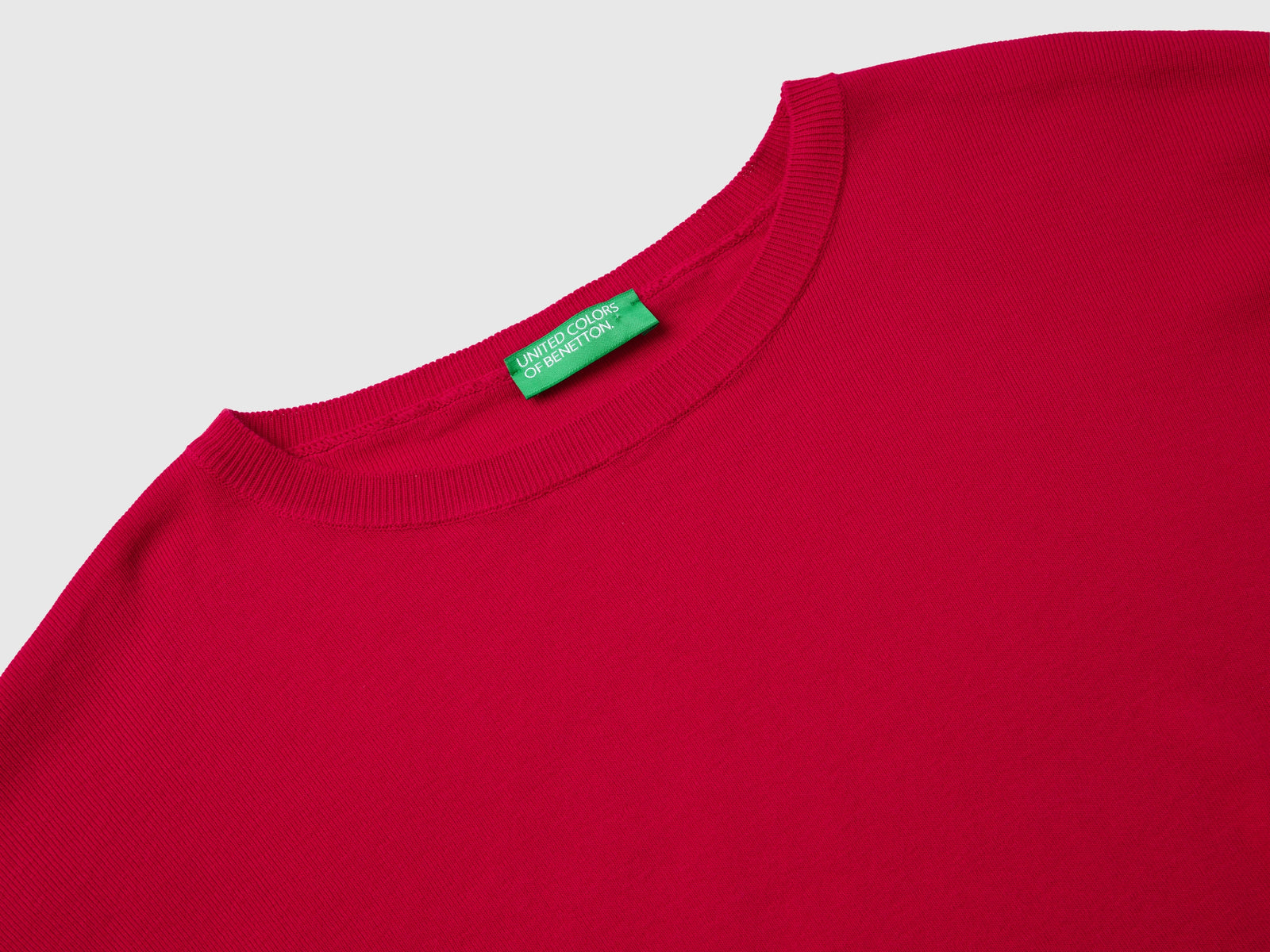 Maglia in cotone con scollo rotondo da donna ciclamino 3 | Benetton Outlet