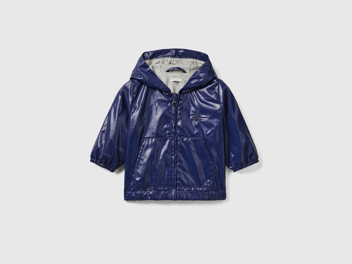 Giubbino con cappuccio in tessuto tecnico "Rain Defender" e fodera in jersey da neonato blu scuro | Benetton Outlet