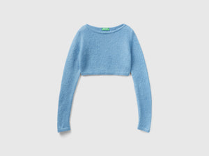 Maglia cropped in misto mohair