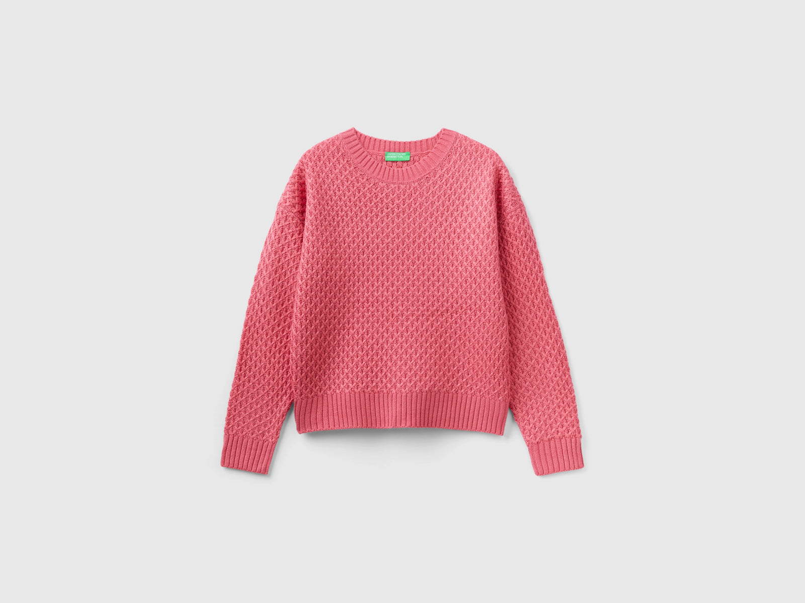 Maglia lavorata boxy fit da donna salmone | Benetton Outlet