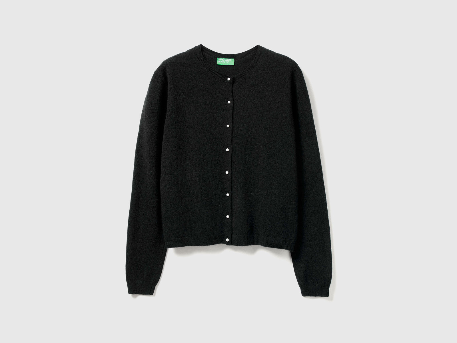 Cardigan in pura lana Merino da donna nero | Benetton Outlet