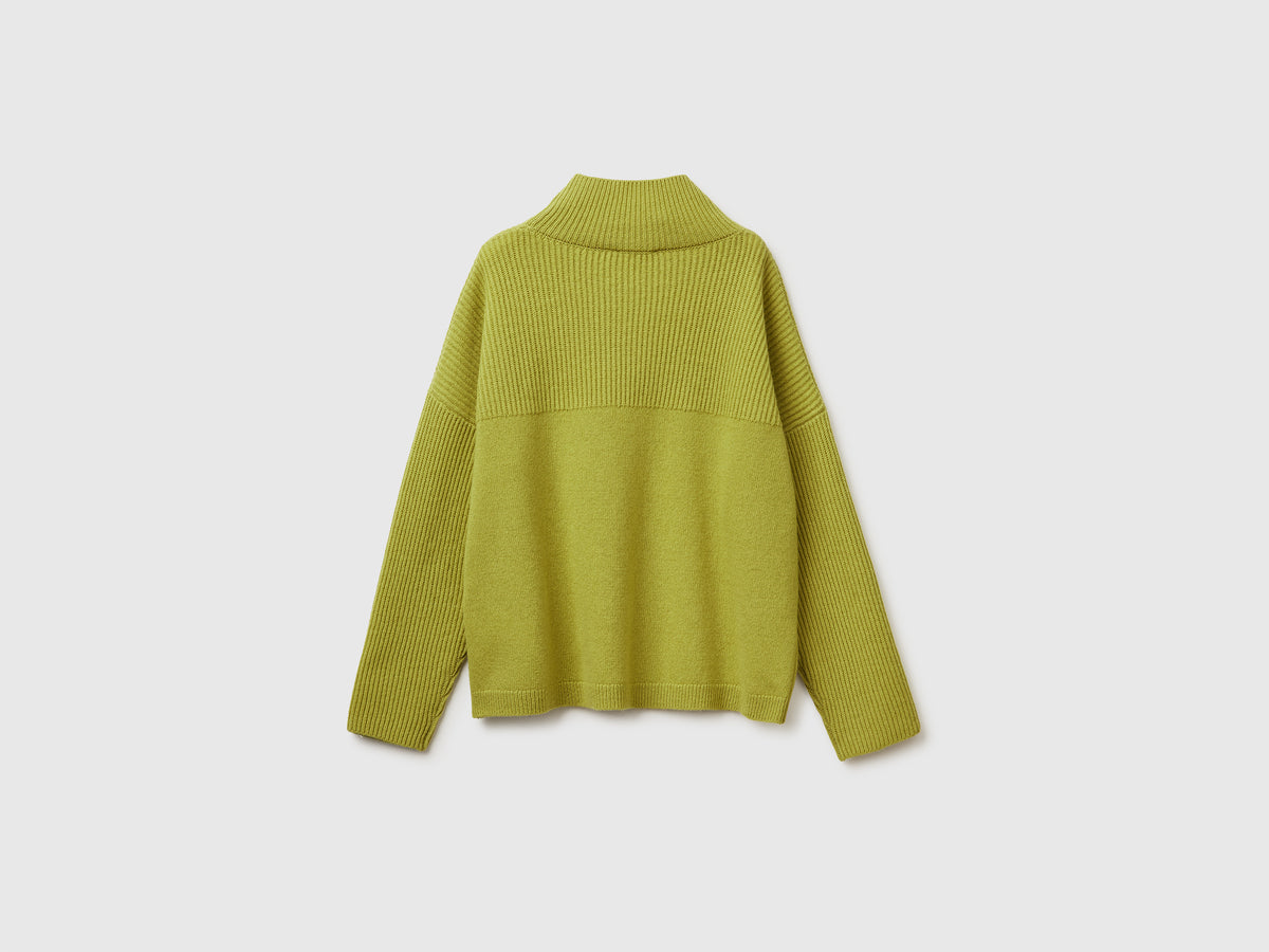 Maglione collo alto 100% lana