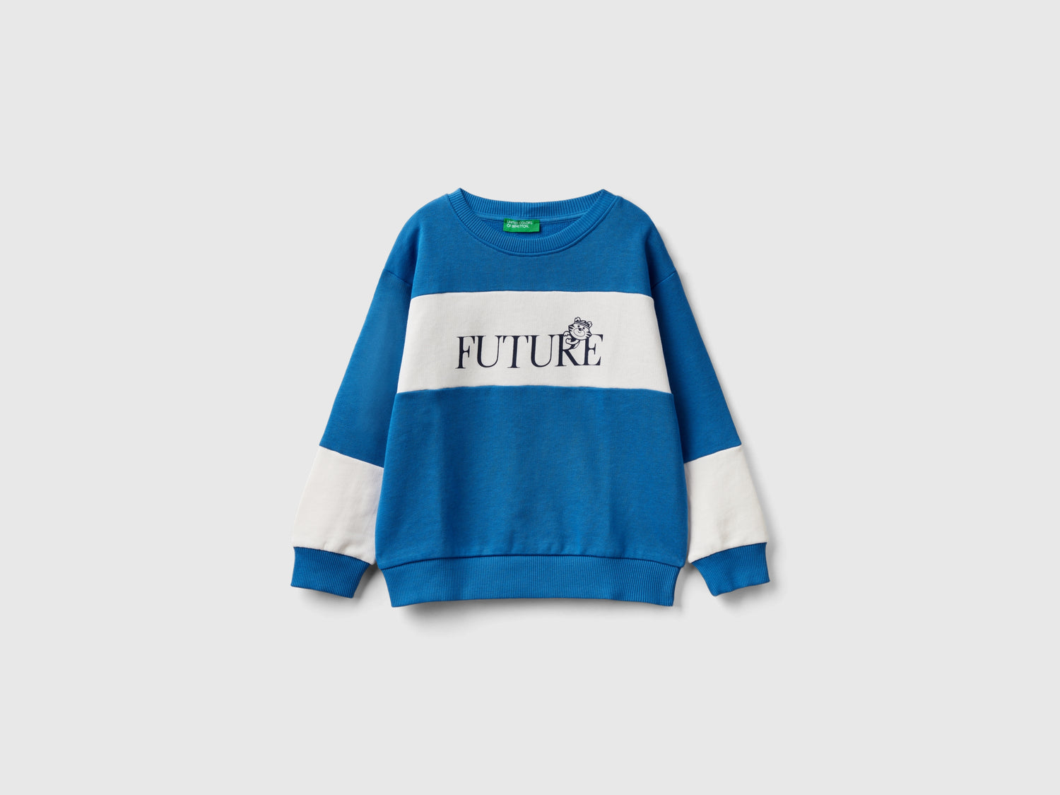 Felpa color block in cotone bio da bimbo blu | Benetton Outlet
