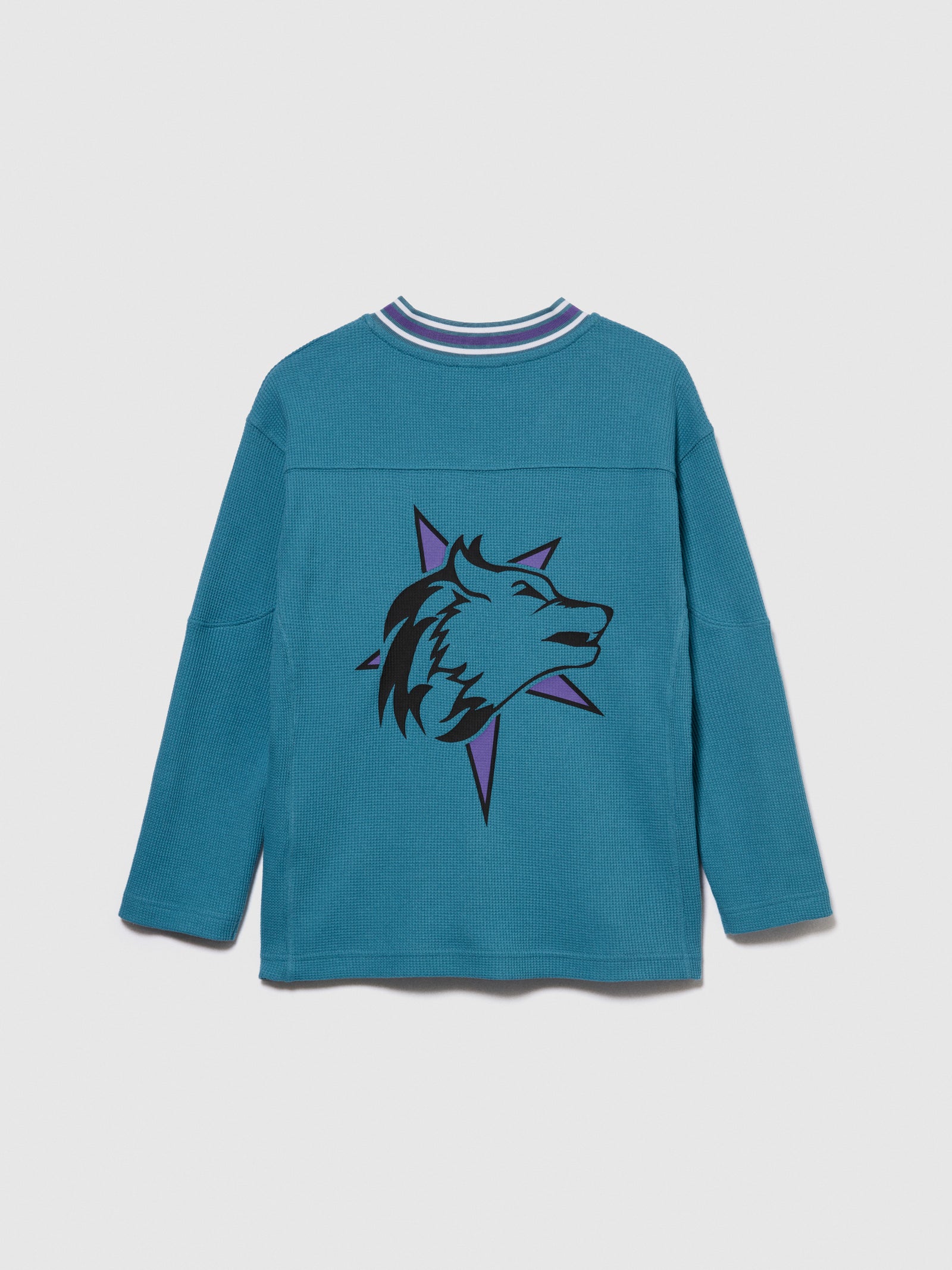 T-shirt over con collo rigato e stampa da bambino blu 2 | Sisley young Outlet