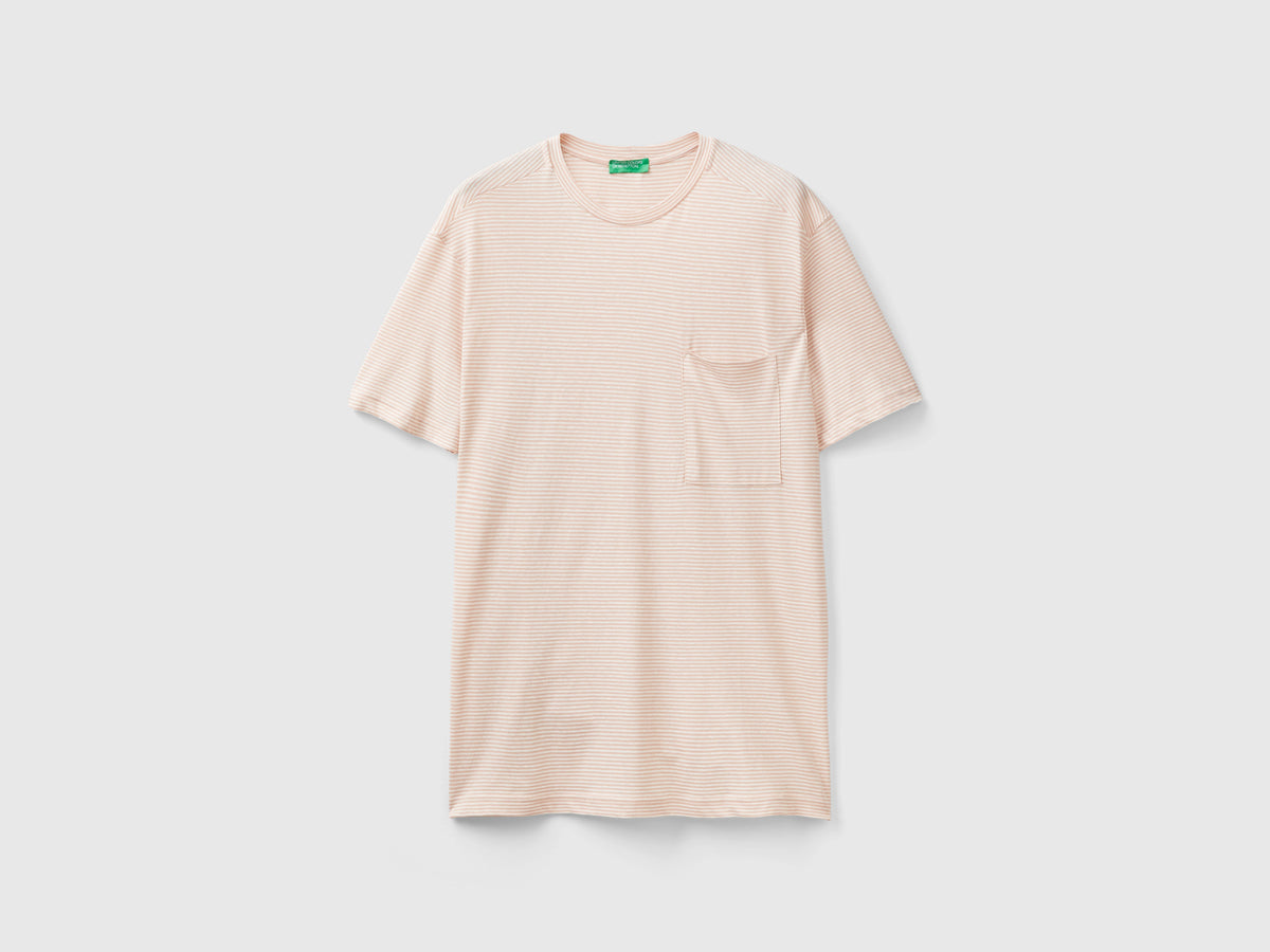 T-shirt rigata in misto lino