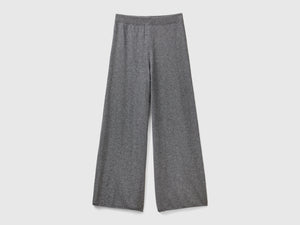 Wide-leg trousers in wool and cashmere blend