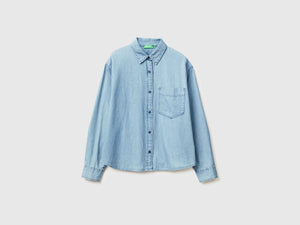 Camicia cropped in chambray