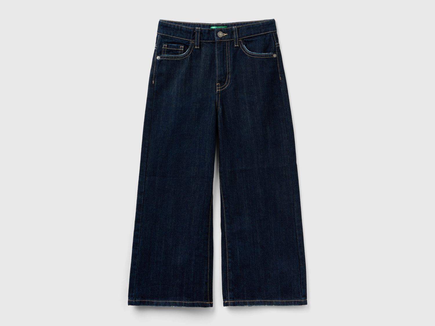 Jeans wide fit a vita alta da bambina blu scuro | Benetton Outlet