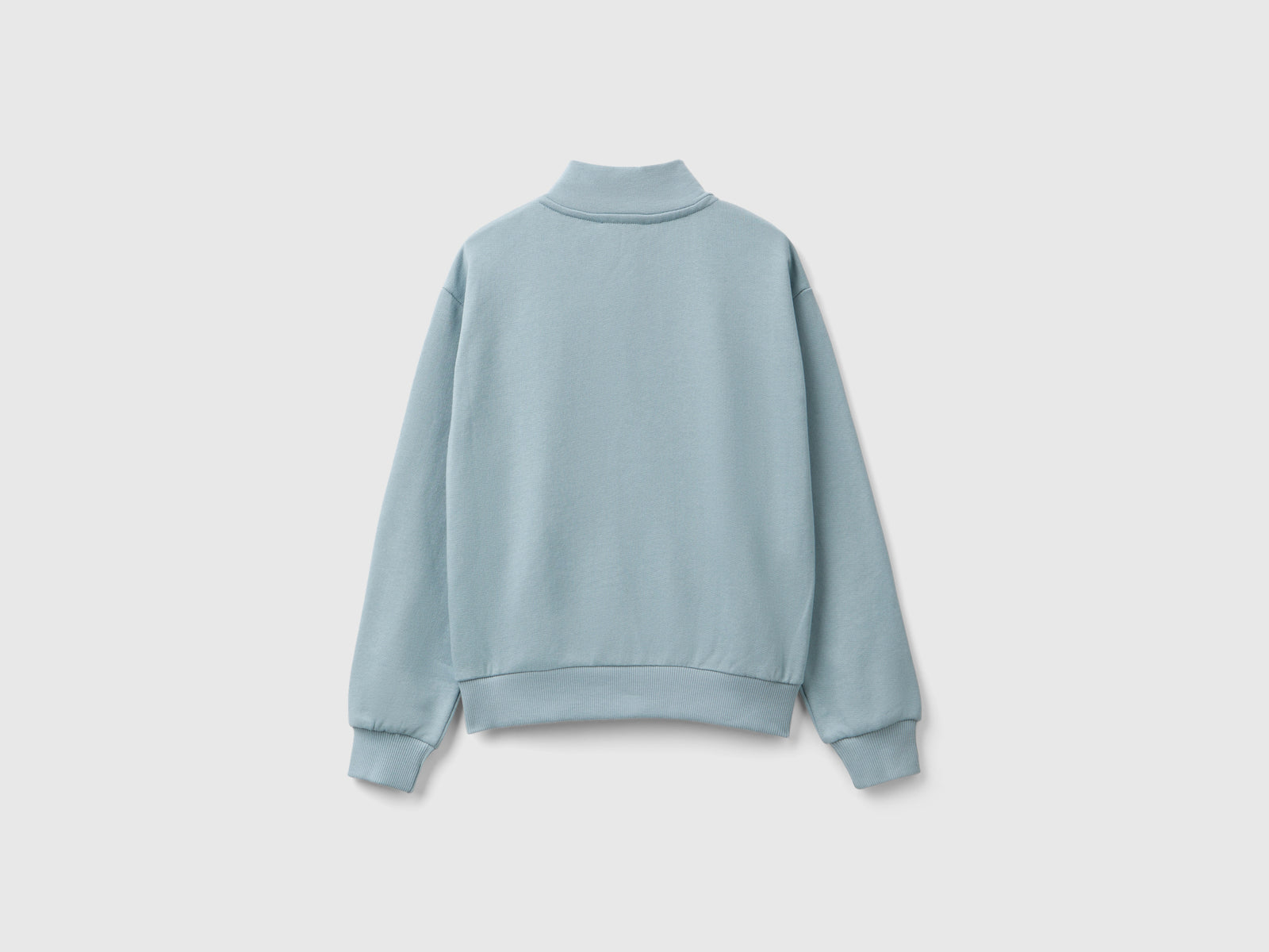 Felpa con zip e colletto da bambina grigio perla 2 | Benetton Outlet