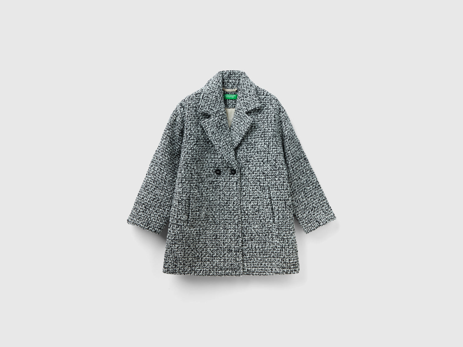 Cappotto doppiopetto in tweed da bambina grigio | Benetton Outlet