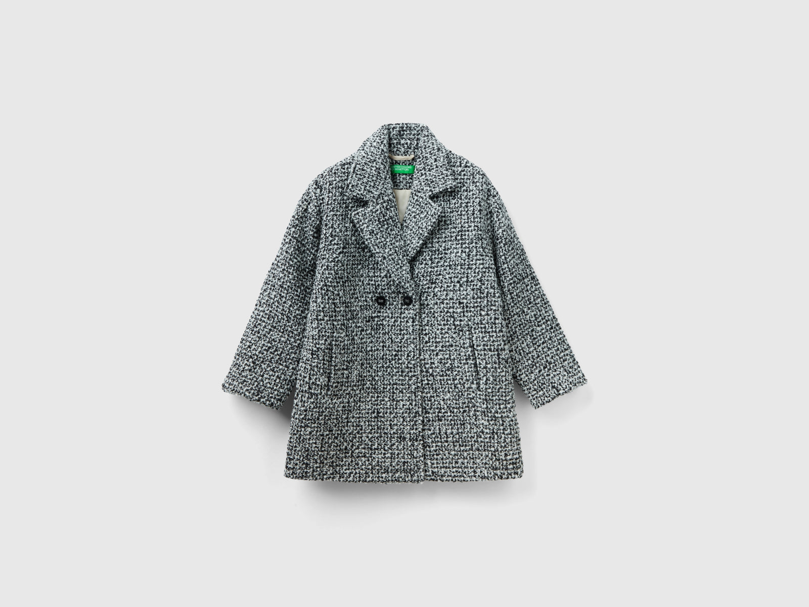Cappotto doppiopetto in tweed da bambina grigio | Benetton Outlet