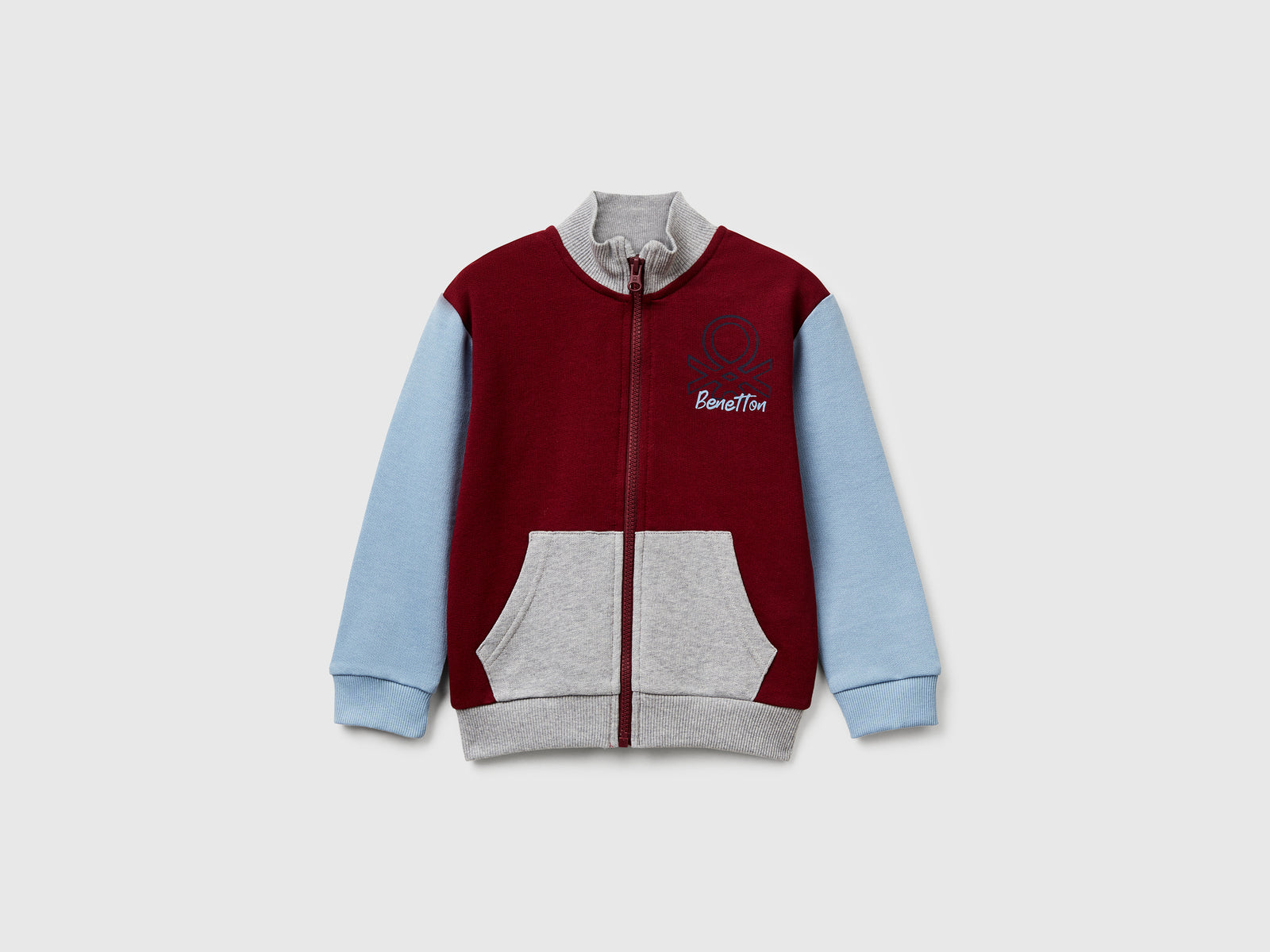 Felpa in cotone con logo da bimbo bordeaux | Benetton Outlet