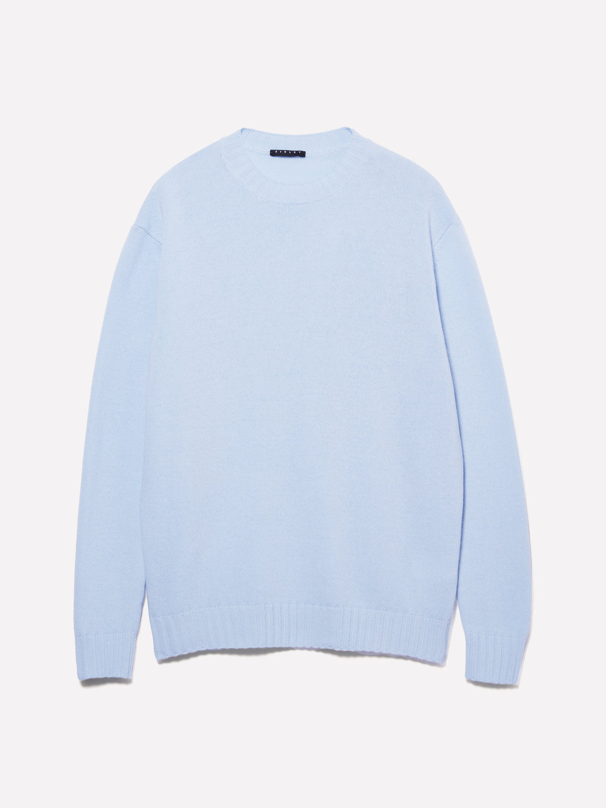 Maglia girocollo azzurra in misto lana