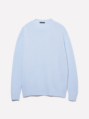 Maglia girocollo azzurra in misto lana