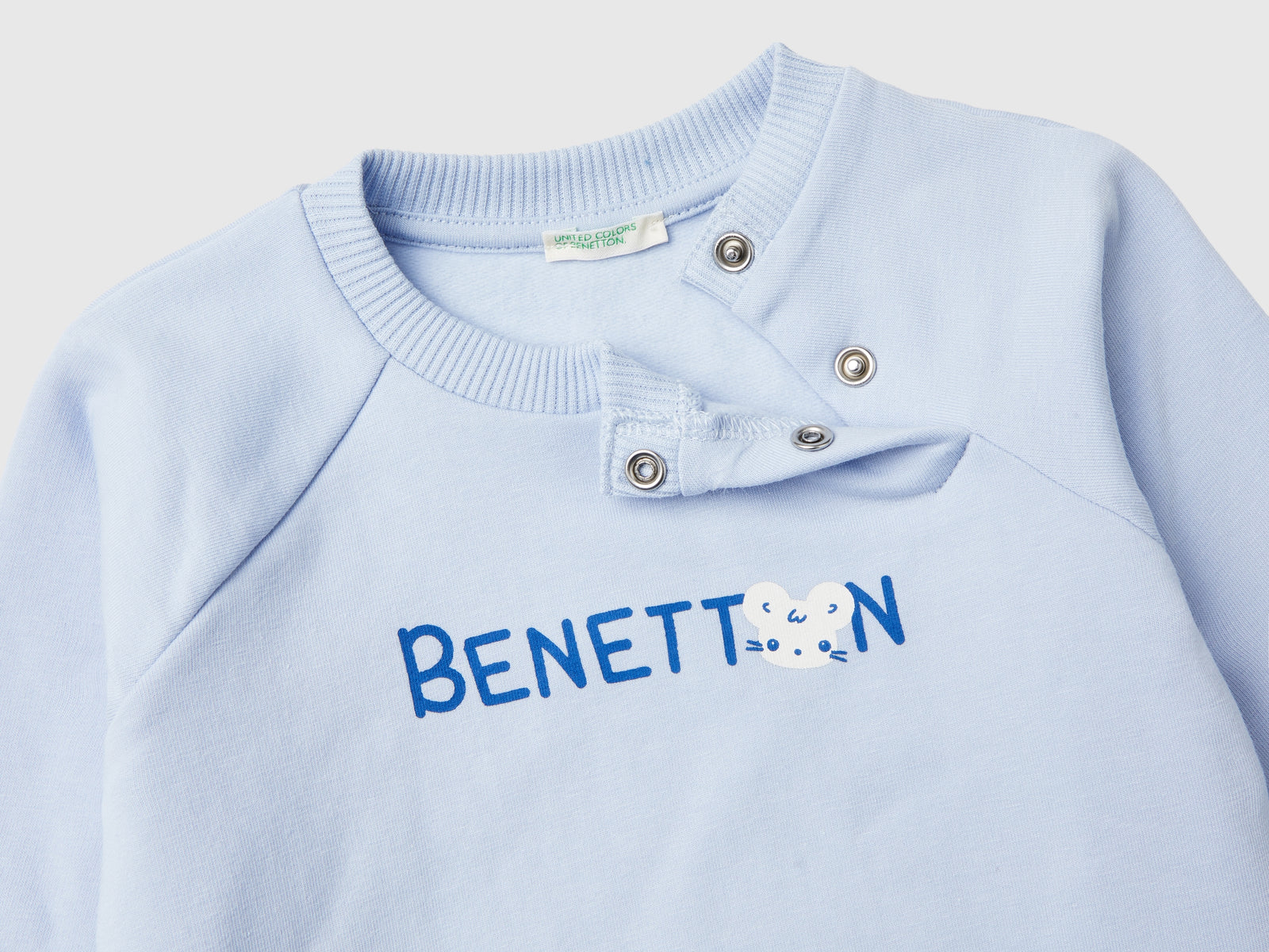 Completino in felpa leggera da neonato celeste 3 | Benetton Outlet