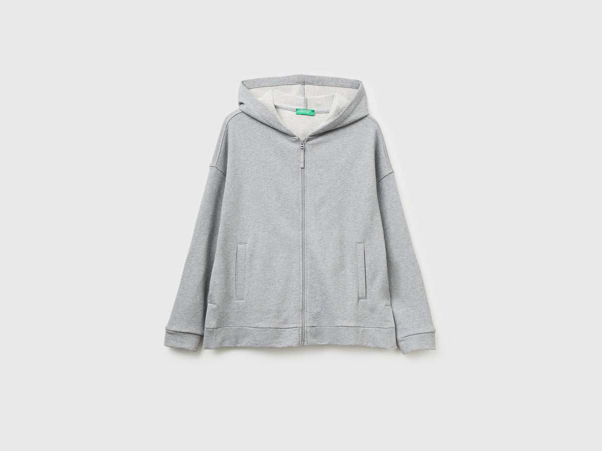 Felpa 100% cotone con zip e cappuccio