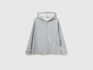 Felpa 100% cotone con zip e cappuccio