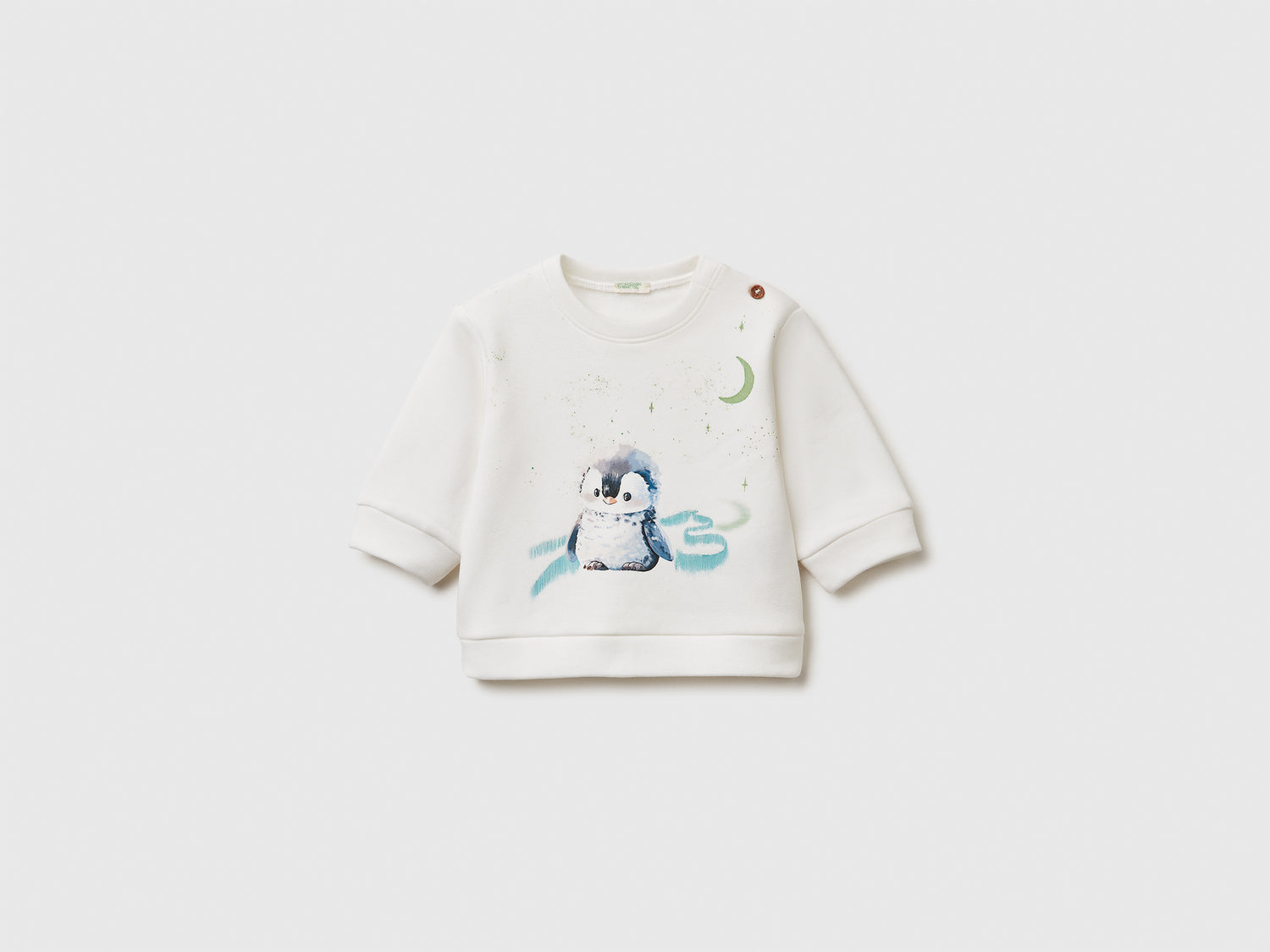 Felpa con stampa in misto cotone da neonato bianco panna | Benetton Outlet