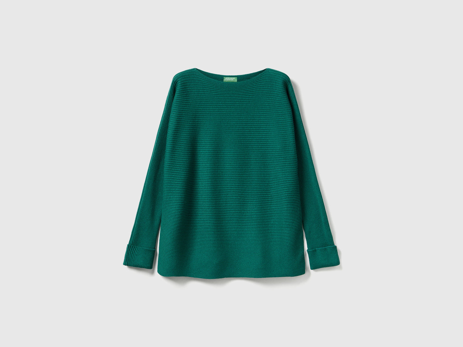 Maglia con scollo a barchetta da donna verde scuro | Benetton Outlet