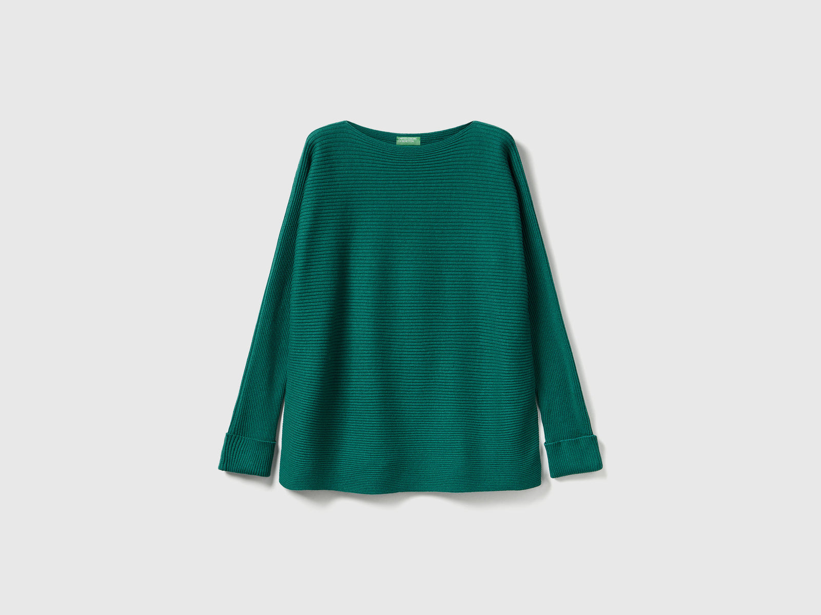 Maglia con scollo a barchetta da donna verde scuro | Benetton Outlet