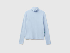 T-shirt dolcevita in viscosa stretch