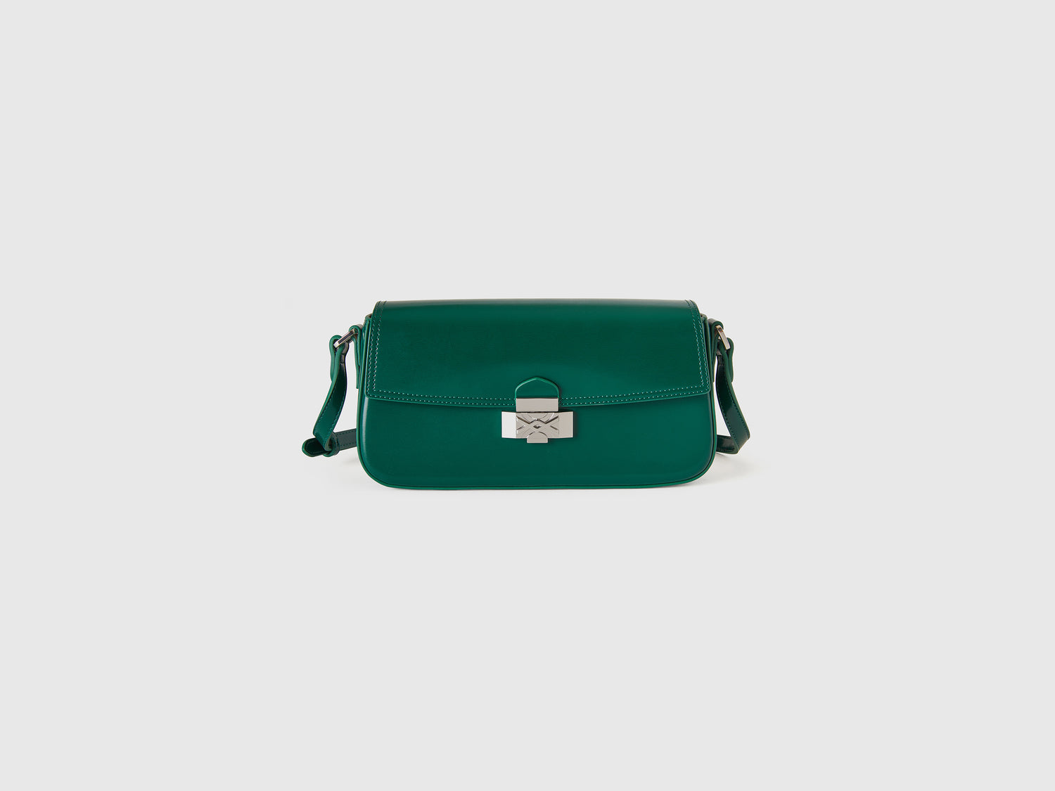 Borsa baguette effetto vernice da donna verde scuro | Benetton Outlet