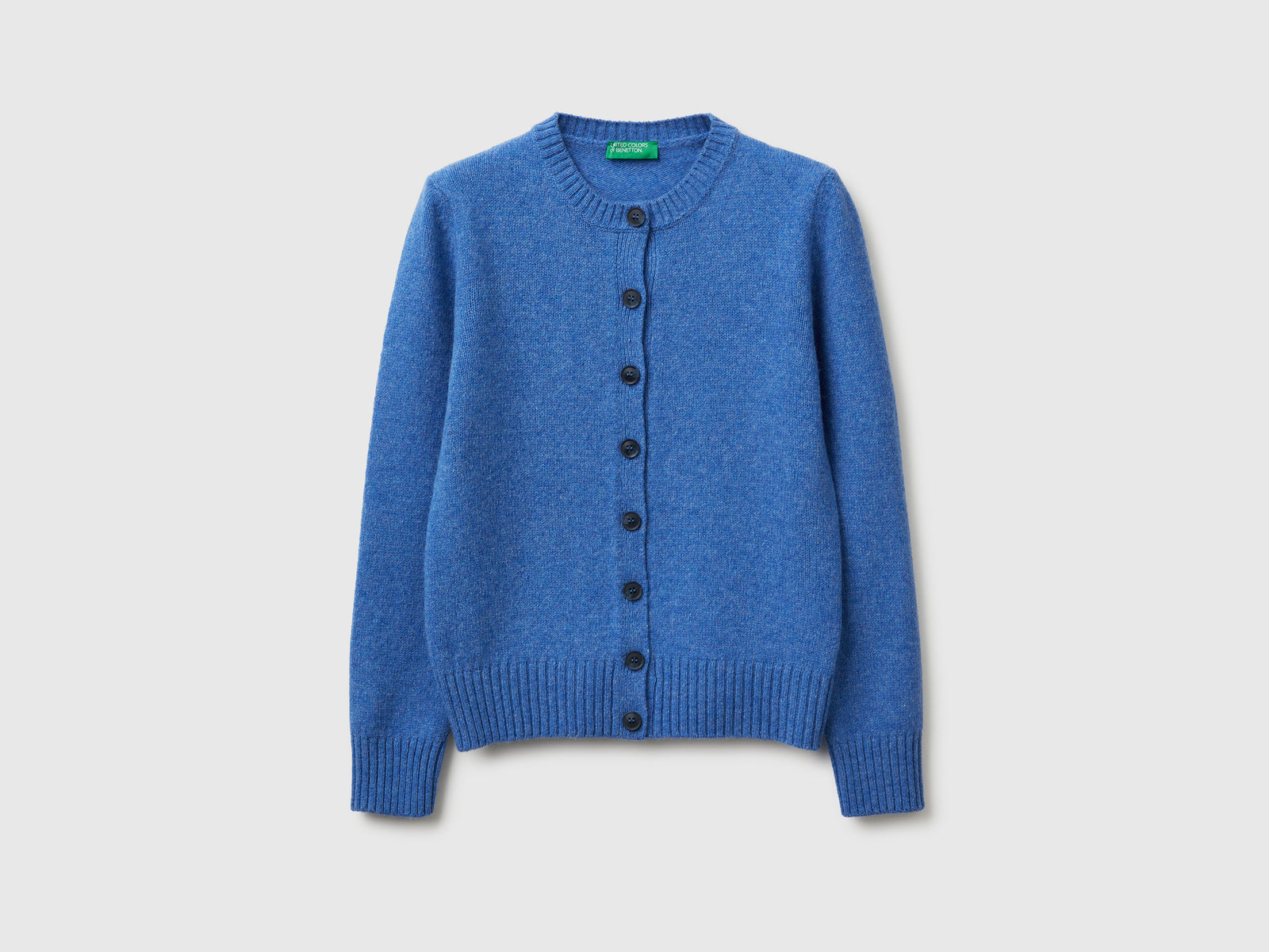Cardigan in pura lana Shetland da donna azzurro | Benetton Outlet