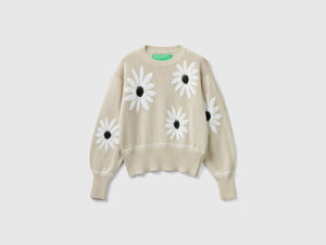 Maglione con intarsi fiori
