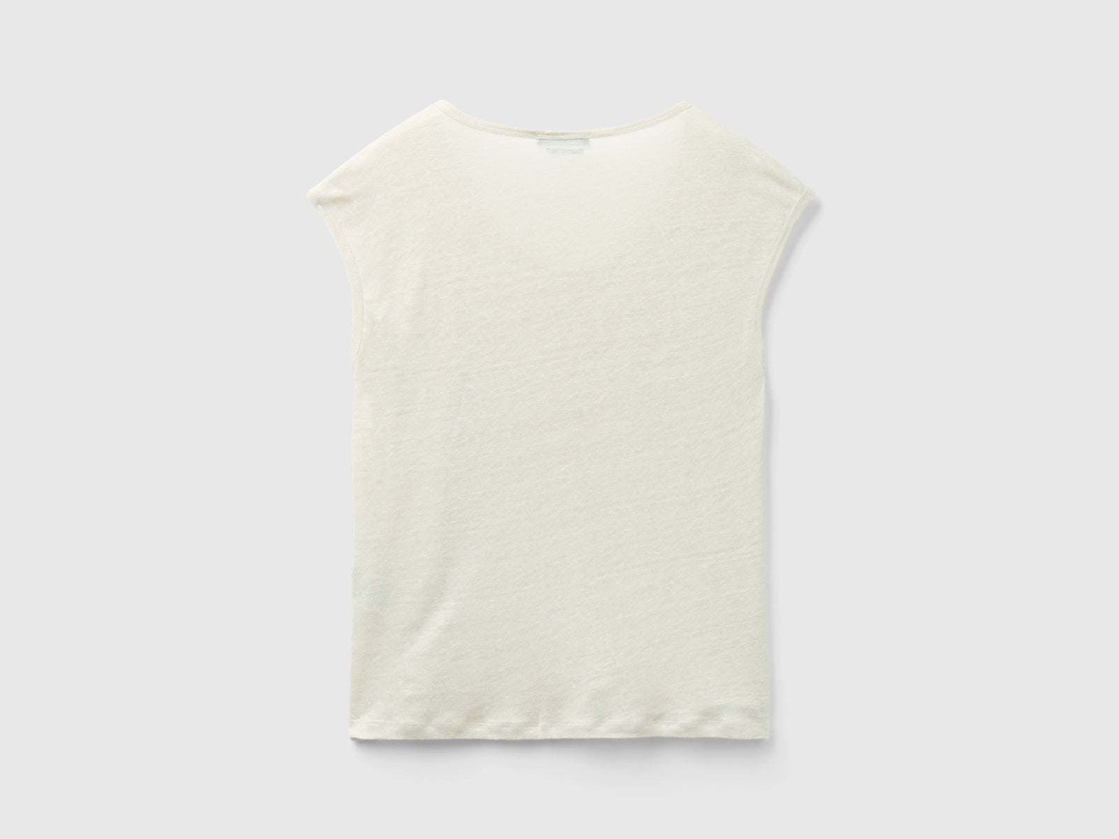 Maglietta scollo ampio in puro lino da donna beige 2 | Benetton Outlet