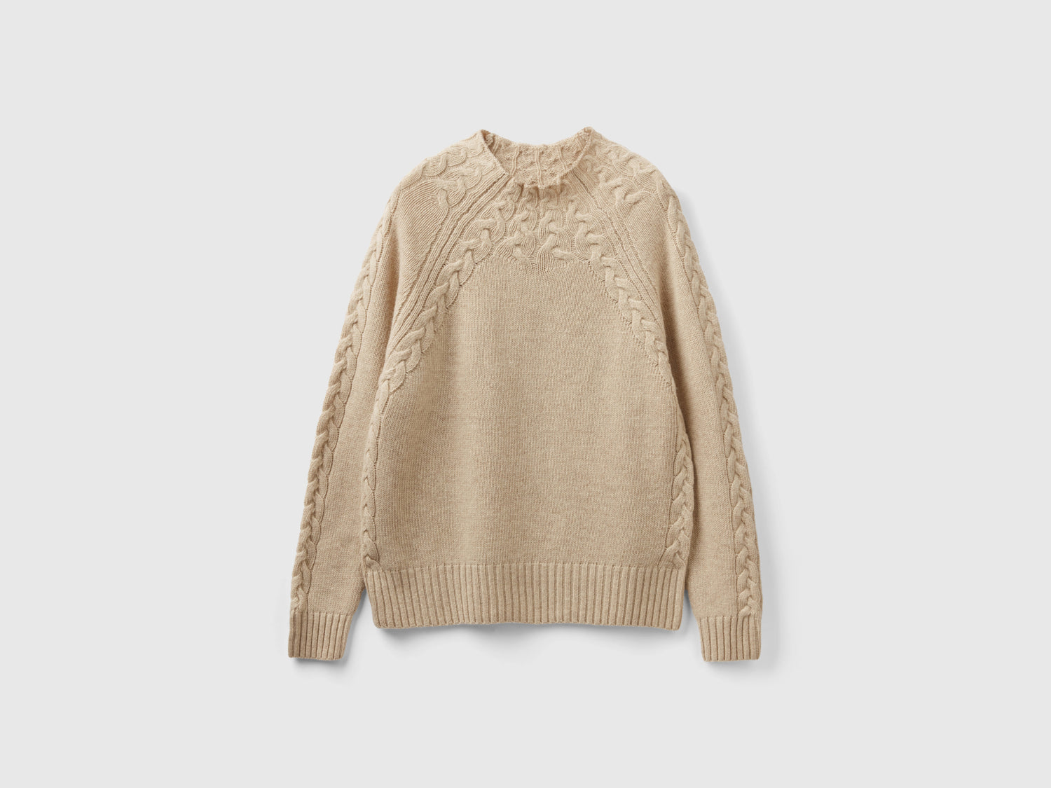 Maglione con trecce da donna beige | Benetton Outlet