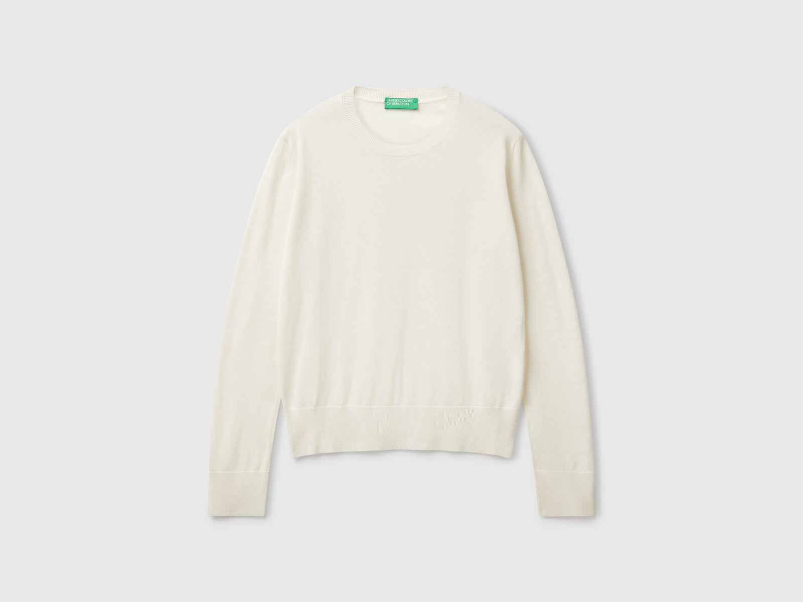 Maglia manica lunga in misto seta da donna bianco panna | Benetton Outlet