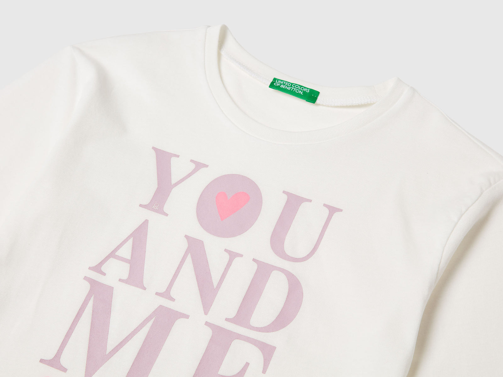 T-shirt con stampa da bambina bianco panna 3 | Benetton Outlet