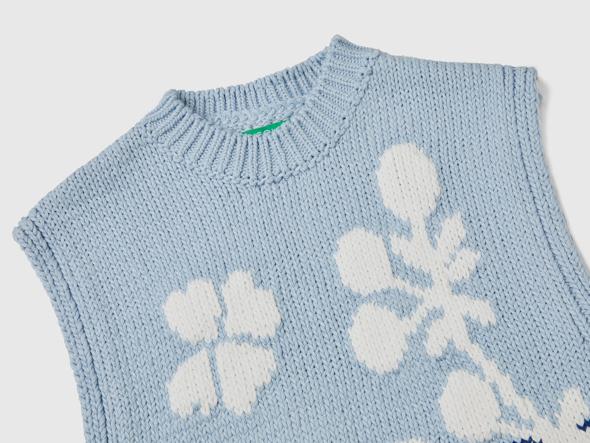 Gilet con intarsio floreale